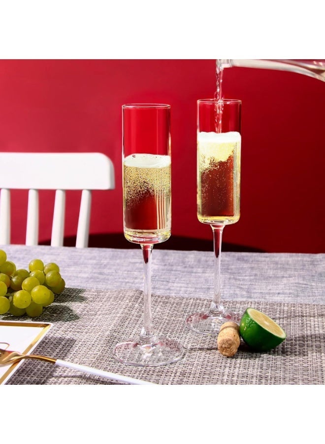 DubaiCrystal Champagne Flutes Set of 6, 6oz Classic Champagne Glasses, Sparkling Wine Glass, Stemmed Champagne Flutes for Party, Wedding and Home - Clear - Image 5